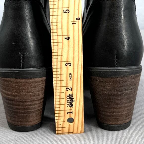 Valencia Black Leather Ankle Boots Womens 7-7.5 Western Biker Booties Side Zip - Picture 12 of 16